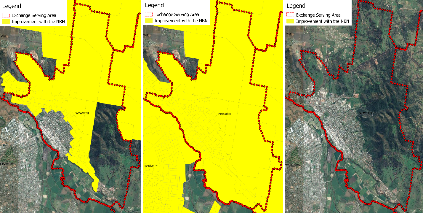 Estimated improvement in availability and access speeds in geographical areas in Tamworth, New South Wales Estimated improvement in availability and access speeds in geographical areas in Tamworth, New South Wales