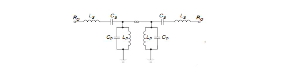 Figure 3. Elements , , , and  in the two half-section band-pass filter Figure 3. Elements , , , and  in the two half-section band-pass filter