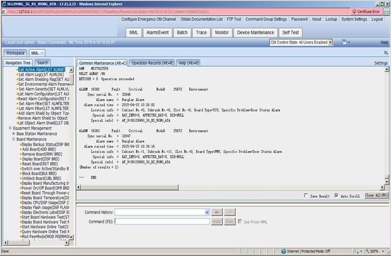 Figure 8. Result of Local Maintenance Terminal Scan of RF Unit Figure 8. Result of Local Maintenance Terminal Scan of RF Unit
