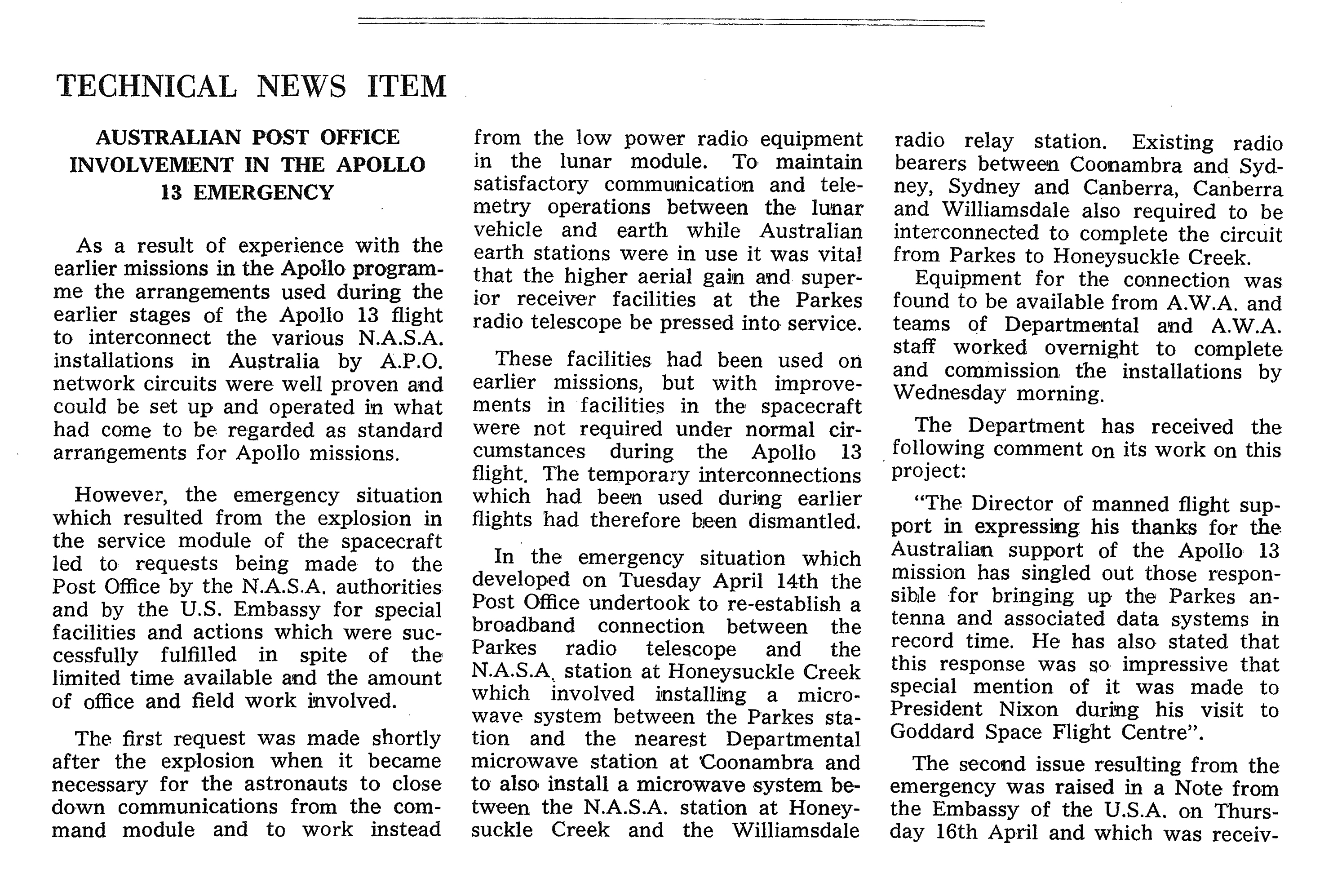 Page one of historical news item