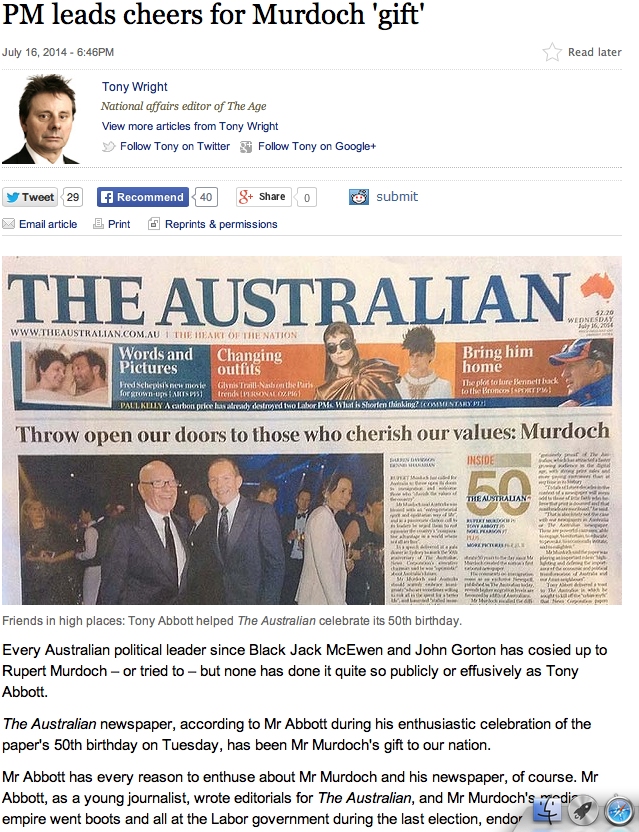 Fig. 4 Tony Wright commentary Figure 4 ? The Age featuring a print version of the opposition Australian newspaper.