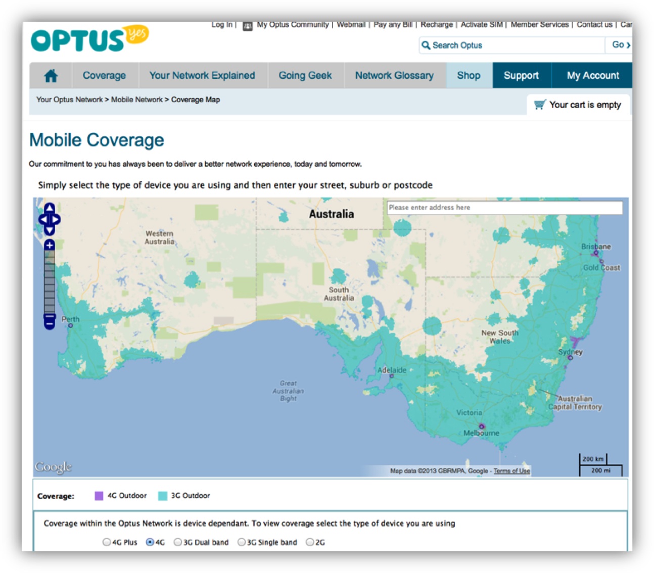 Figure-3 Optus 3G/4G mobile cov_map Fig. 3 Optus 3G/4G mobile coverage map