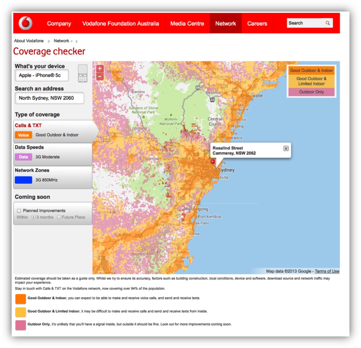 Figure-4. Vodafone mobile voice coverage map Fig. 4 Vodafone mobile voice coverage map