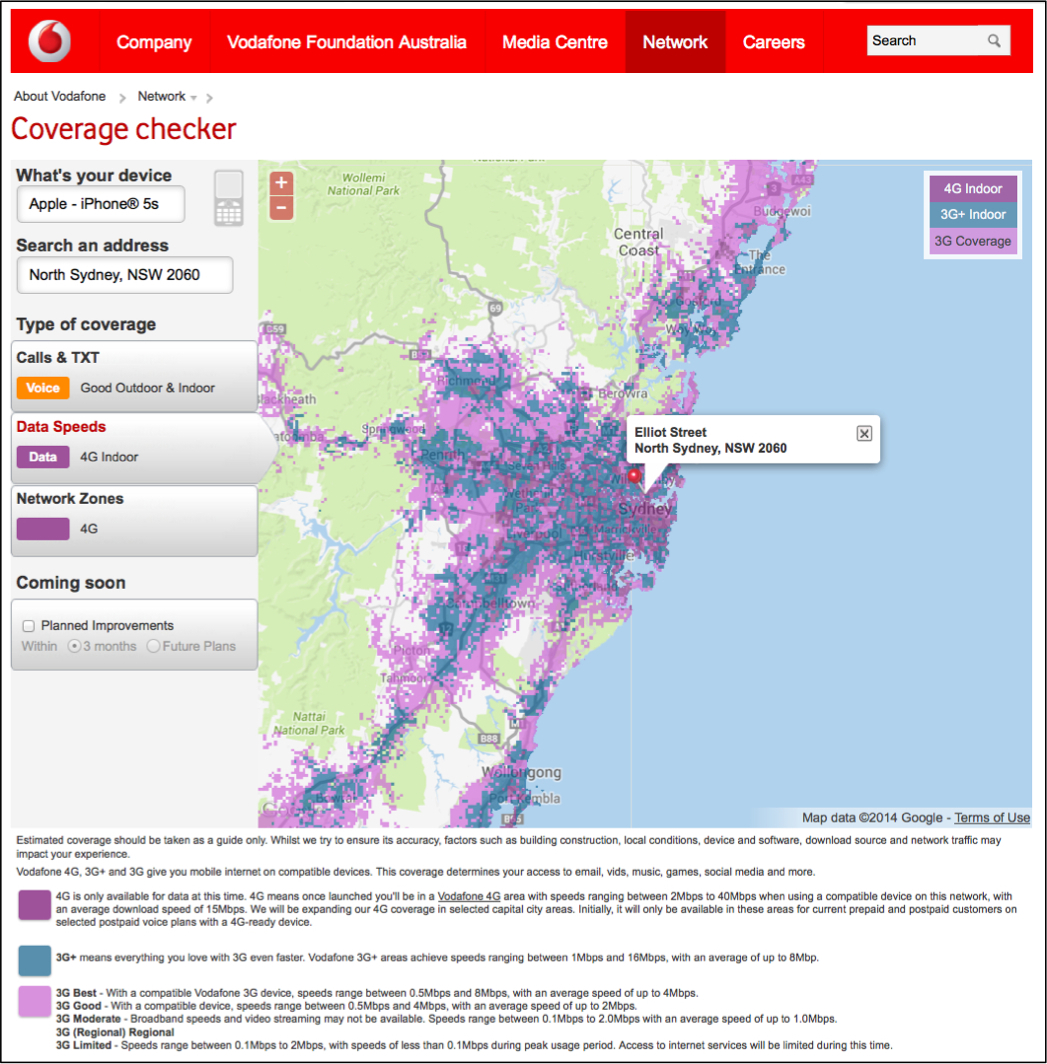 Figure-5. Vodafone Mobile Data Coverage Map (Jan 2014) Fig.5 Vodafone mobile voice coverage map (Jan 2014)