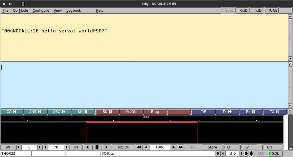 Figure 4 ? Laptop version of fldigi after receiving the test message.